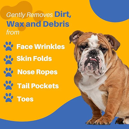French Bulldog Wrinkle Wipes – 100 Count, Unscented & Plant-Based