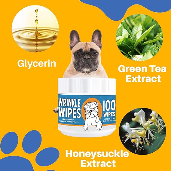 French Bulldog Wrinkle Wipes – 100 Count, Unscented & Plant-Based