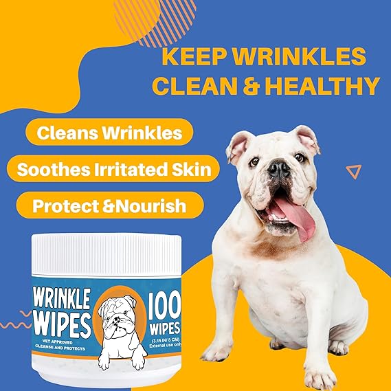 French Bulldog Wrinkle Wipes – 100 Count, Unscented & Plant-Based