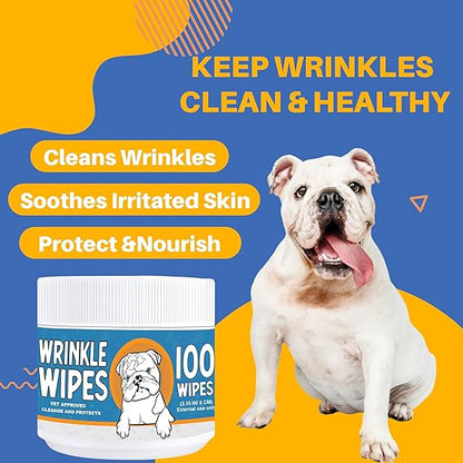 French Bulldog Wrinkle Wipes – 100 Count, Unscented & Plant-Based