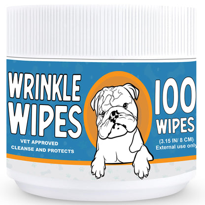 French Bulldog Wrinkle Wipes – 100 Count, Unscented & Plant-Based
