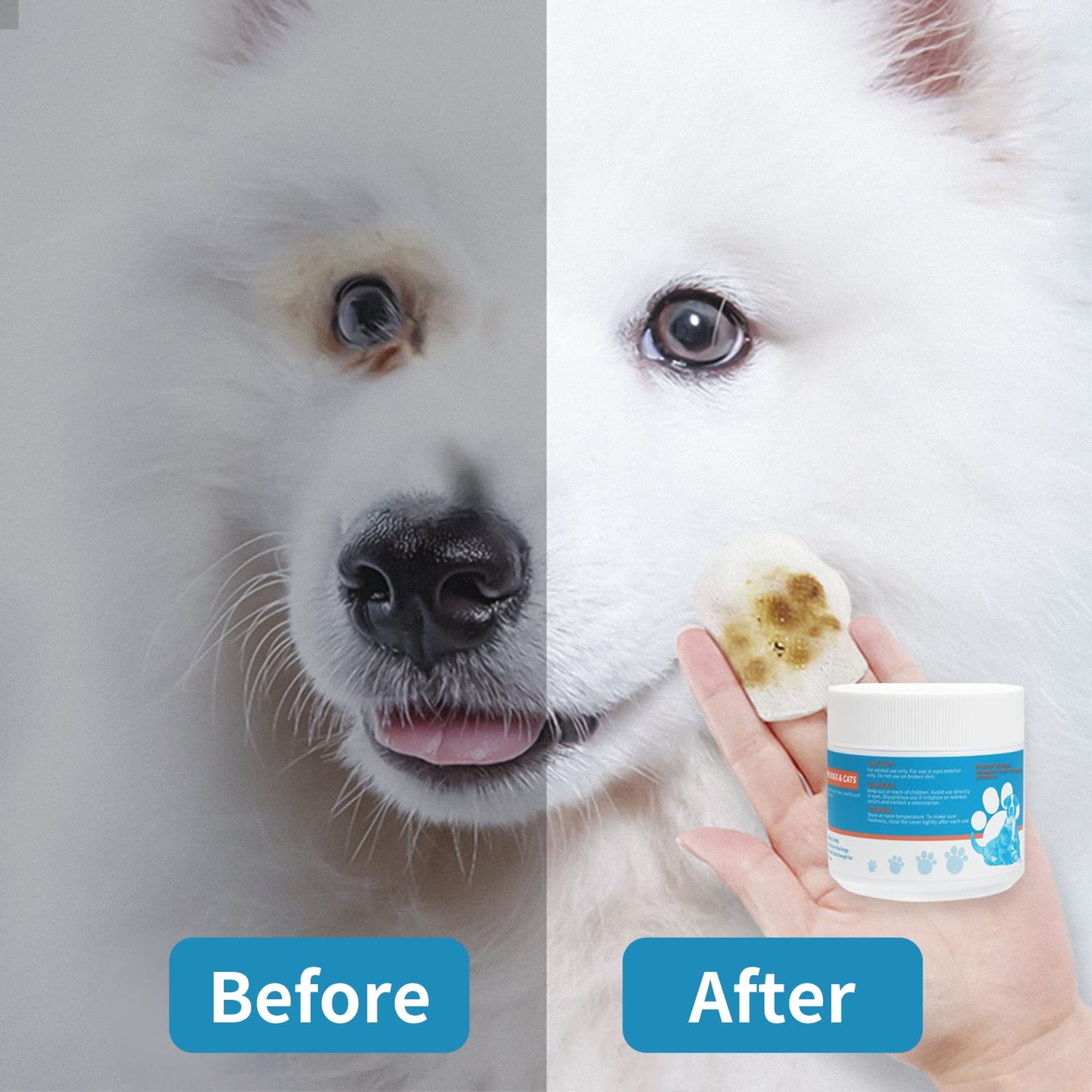 Pet Eye Wipes for Dogs & Cats – 120 CT Tear Stain Remover