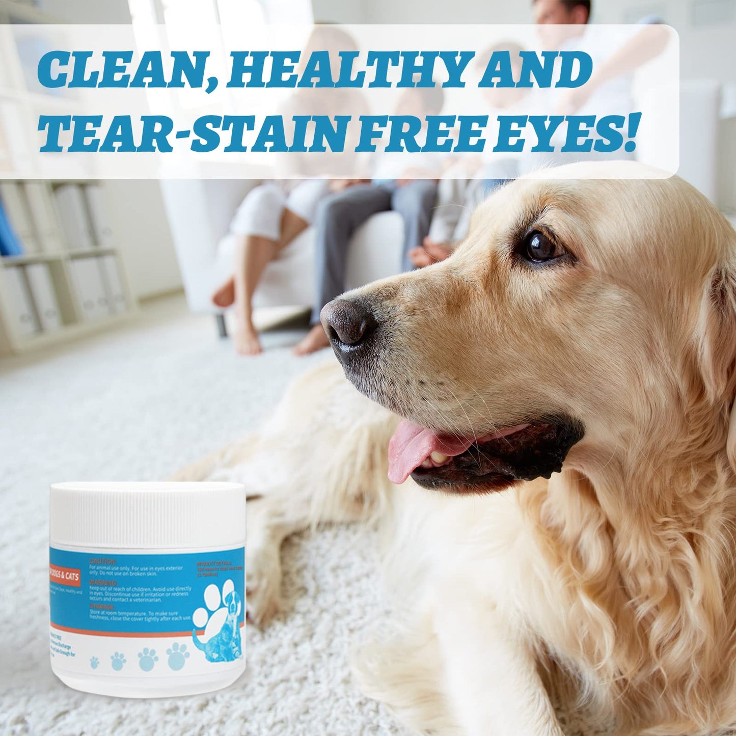 Pet Eye Wipes for Dogs & Cats – 120 CT Tear Stain Remover